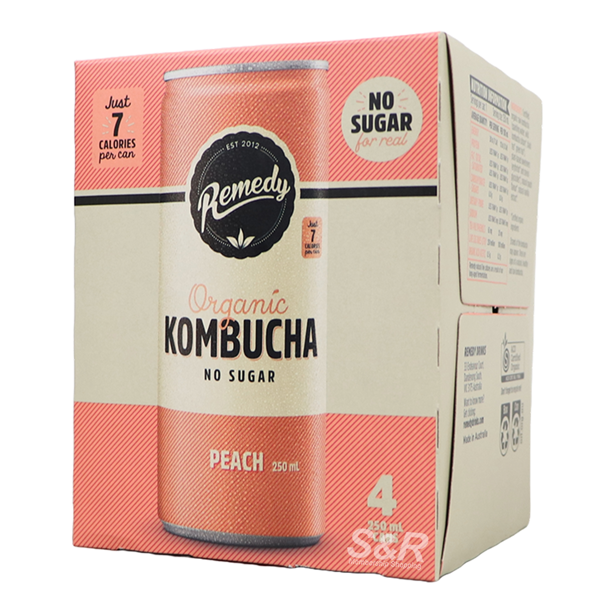 Remedy Organic Kombucha Peach Soda 4pcs x 250ml